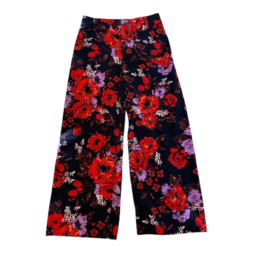 Anthropologie Maeve the Collette Wide Leg Corduroy Pants Floral Sz 26